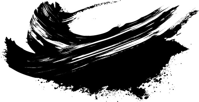 Black vector artistic paint brush stroke isolated on a white background