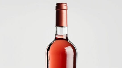 Rose wine bottle on white background