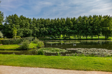 Fototapeta na wymiar Famous People Garden (Jardin des Personnalites) landscaped garden/park in the town of Honfleur, Normandy, France.