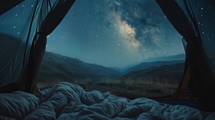 Camping outdoors in nature. - obrazy, fototapety, plakaty