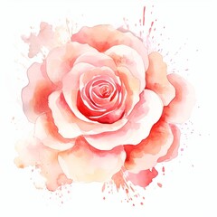 Rose watercolor light background natural paper texture abstract watercolur Rose pattern splashes aquarelle painting white copy space for banner design, greeting card 
