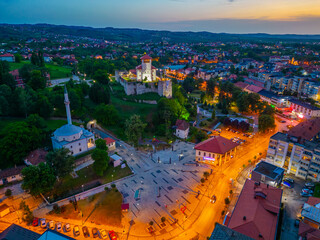 Sunset view of Gradacac castle overlooking the town in Bosnia and Herzegovina