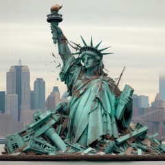 Fototapeta premium a statue of liberty destruction