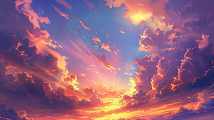 A breathtaking sunset casting warm colors across a cloud-streaked sky.