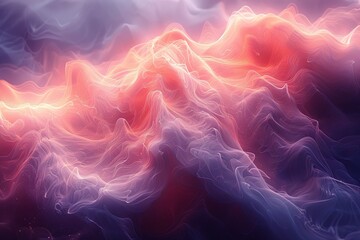 A stunning display of digital art with abstract waves flowing in rich pink and blue gradients,...