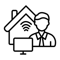 Work At Home Line Icon