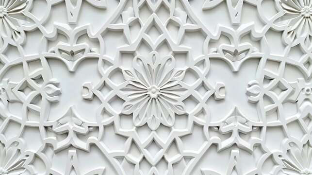 Close Up of White Wall with Islamic Pattern