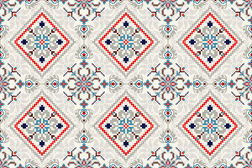 Tile seamless pattern vector illustration.geometric ethnic oriental seamless pattern on white background.