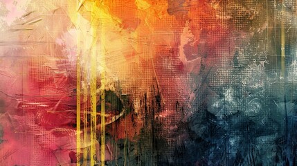 Mixed Media Abstract Color Background with Lines