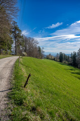 Panoramic view of Zurich lake and Alps