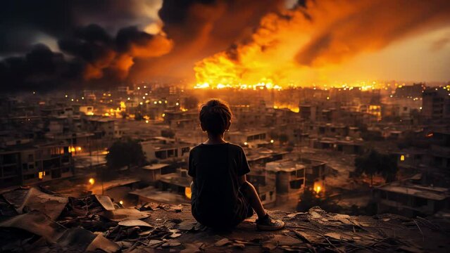  depicting war and its effects on children could highlight the themes of conflict, human impact, and the call for peace and humanitarian aid. War concept save the children , generative Ai        