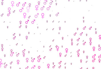 Light pink vector texture with male, female icons.