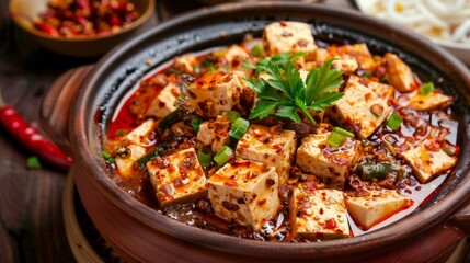Mapo Tofu traditional earthen pot
