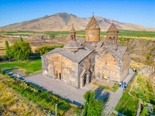 Summer day at Saghmosavank monastery in Armenia
