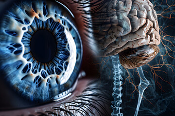Visual Representation of Vision Loss and Neurological Impact in Multiple Sclerosis - obrazy, fototapety, plakaty