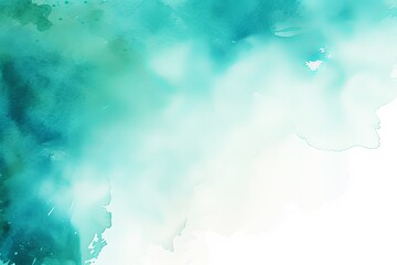 Obraz na płótnie Canvas Teal watercolor light background natural paper texture abstract watercolur Teal pattern splashes aquarelle painting white copy space for banner design, greeting card