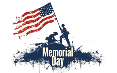 Tribute to Service Memorial Day Flag Raising Ceremony Isolated on Transparent Background PNG.