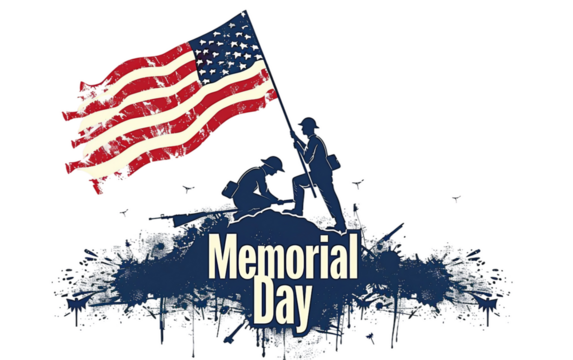 Tribute to Service Memorial Day Flag Raising Ceremony Isolated on Transparent Background PNG.