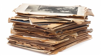 Stack of Old Photos with Clipping Path Inside