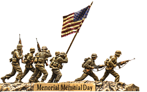 A Memorial Day Tribute with Soldiers Isolated on Transparent Background PNG.