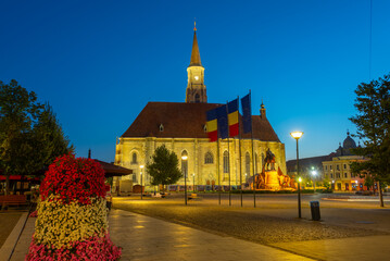 Sunset view of Saint Michael church in Cluj-Napoca, Romania