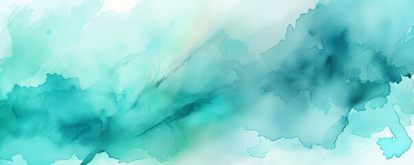 Turquoise watercolor light background natural paper texture abstract watercolur Turquoise pattern splashes aquarelle painting white copy space for banner design, greeting ca - obrazy, fototapety, plakaty