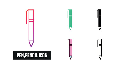 Pen, pencil Icon Set Vector Illustration