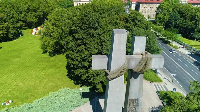 Aerial view of Mickiewicz Park in Poznan