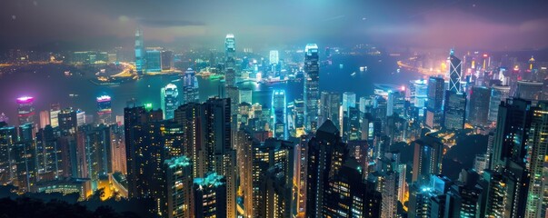Night City View With Skyscrapers