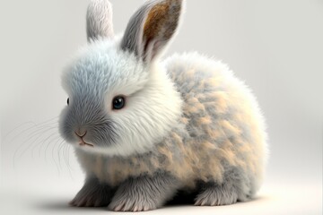 3D furry forest animal with beautiful colors and white background. with Generative AI technology	
