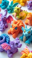 Fototapeta na wymiar Colorful Playdough Pets:Whimsical Miniature Figurines Crafted with Imagination