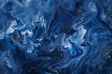 An infinite canvas of deep blue marble, with swirling patterns of lighter blue and white, mimicking the oceana??s depth and mystery. 32k, full ultra HD, high resolution - obrazy, fototapety, plakaty