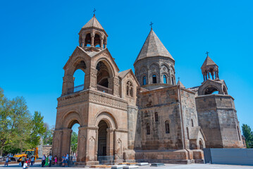 Fototapeta na wymiar Etchmiadzin Cathedral during a sunny day in Armenia