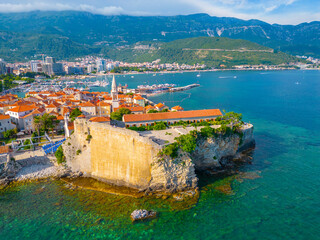 Aerial view of the old town of Budva, Montenegro © dudlajzov