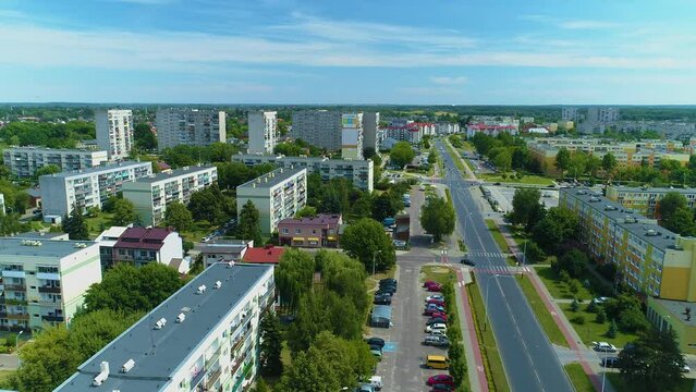 Housing Estate Grota Roweckiego Street Pabianice Aerial View Poland