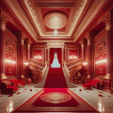 luxury hotel room in red tones - version 4