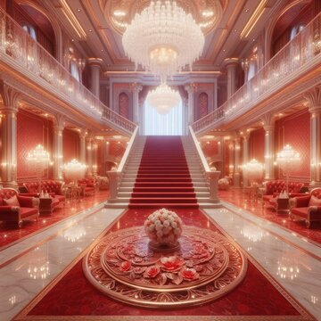 luxury hotel room in red tones - version 3