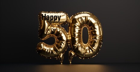 Celebrating 50, happy text in festive font, marking a joyful milestone, perfect for birthday invitations, anniversary announcements, or celebratory designs with a cheerful and vibrant theme