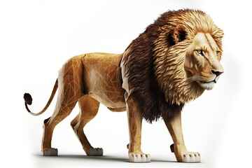 Obraz premium 3D furry forest lion with beautiful colors and white background. with Generative AI technology 