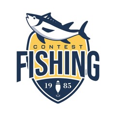 Fishing contest logo emblem design illustration