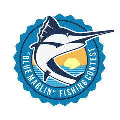 Fishing contest logo emblem design illustration