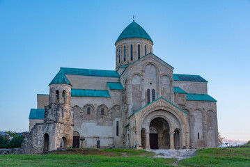 Fototapeta na wymiar Sunrise view of Bagrati Cathedral in Kutaisi, Georgia