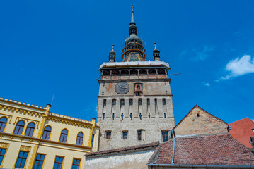 Obraz premium view of the clock tower in Sighisoara, Romania