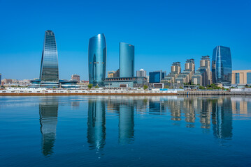 Summer day at the waterfront of Baku, Azerbaijan