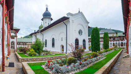 Agapia monastery during a cloudy day in Romania