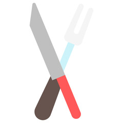 Fork and Knife multi color icon, relate to gastronomy theme. use for UI or UX kit, web and app development.