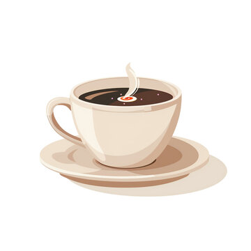 Cup of Coffee and Tea with Steam Vector Illustration