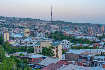 Obraz premium Sunset panorama view of Yerevan in Armenia
