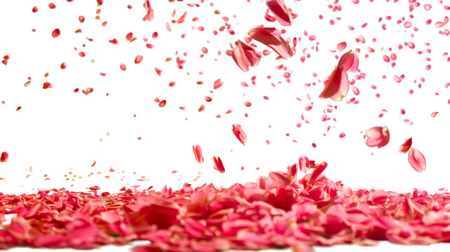 Red splashes and petals with blood cells, a vibrant illustration of love and passion