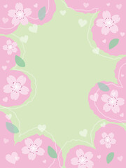Naklejka premium cherry blossom heart background illustration